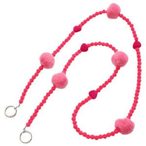 Telefoonketting met pompons en hartjes  | 120 cm